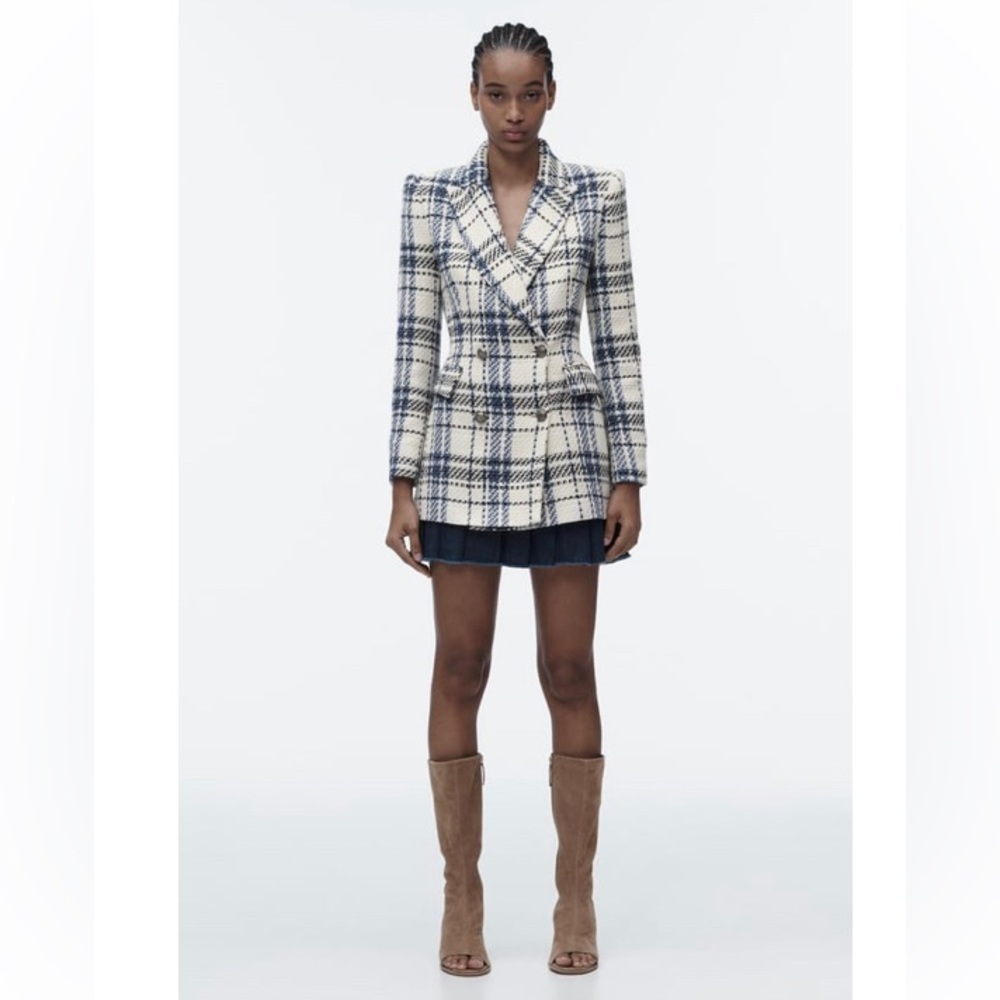 NWT ZARA DOUBLE BREASTED TEXTURED WEAVE JACKET SIZE XS